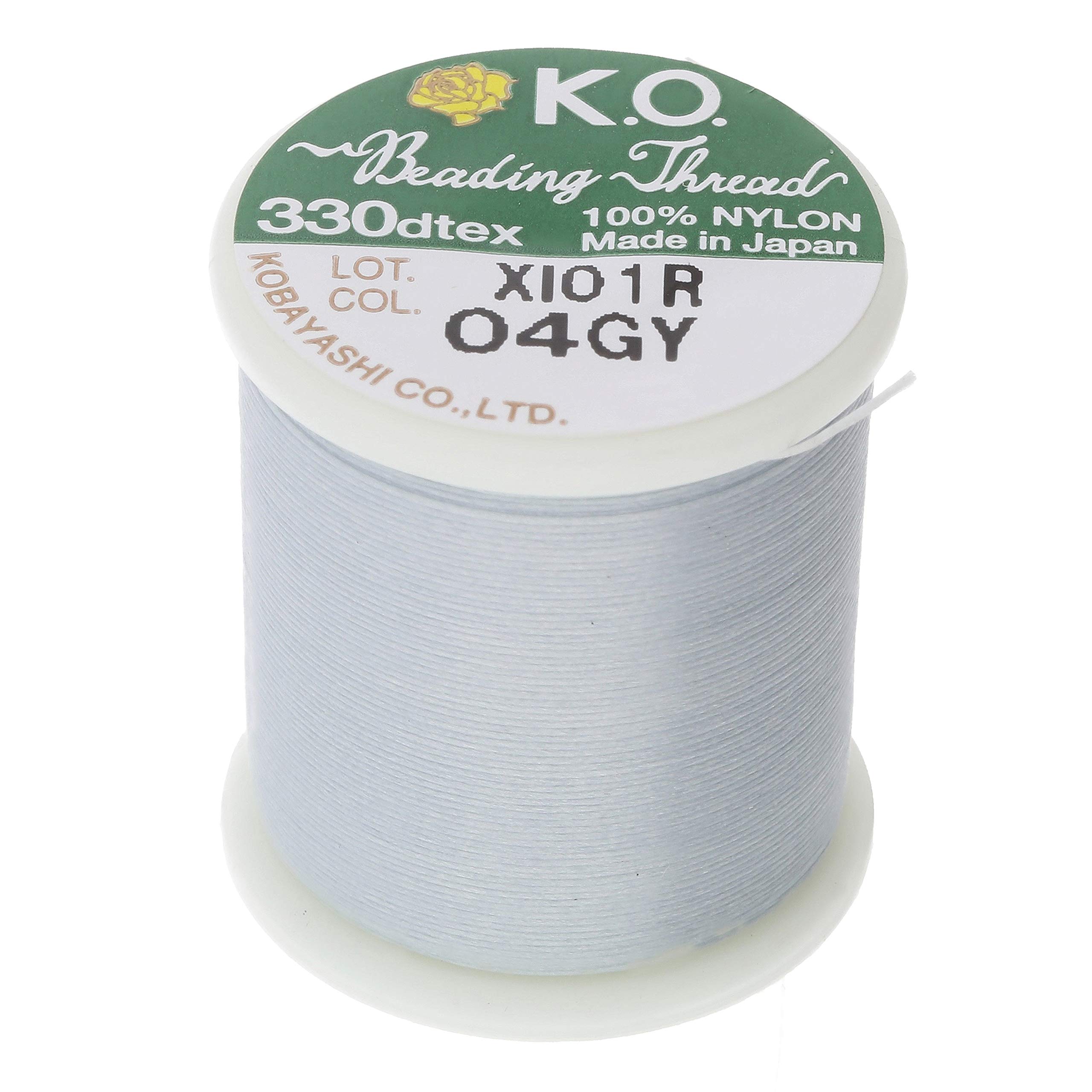 KO Nylon Beading Thread, Light Grey Color, Japanese Pre-Waxed 100% Nylon, 330TEX, Tangle Resistant Knotting Cords, 50m /55 yds Spool, Use for Seed Bead Projects, Loom Work & Bead Weaving โ image 1