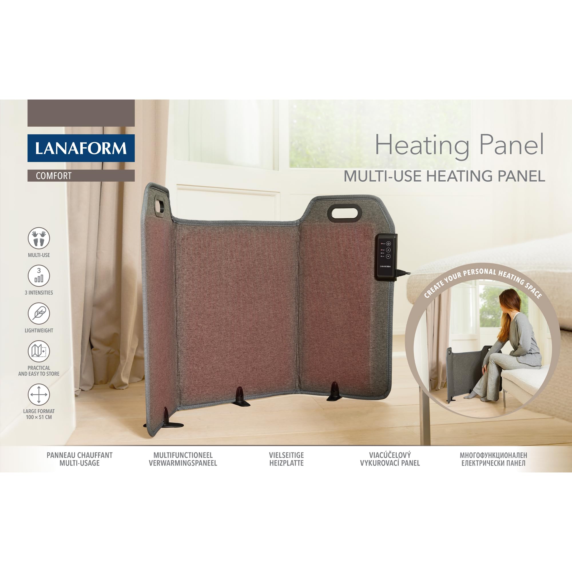 Heating Panel - Pannello Riscaldante Pieghevole - Riscaldamento Elettrico Portatile - Calore Gambe Ufficio Divano - Termoterapia Grande Formato - 3 Temperature Regolabili – Inverno Casa Comfort
