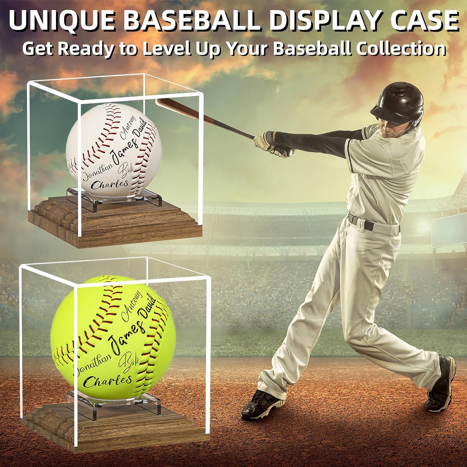 Baseball Case Display for Balls Walnut Wood Base Acrylic Baseball Display Case Baseball Holder Stand Cube Memorabilia Showcase Autograph Ball Protector for Official Size Ball Display - Image 6