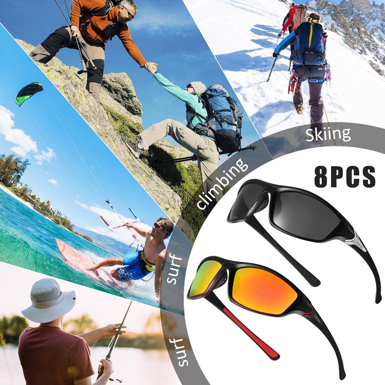 Cindeer 8 Pairs Polarized Sunglasses for Men and Women Sun Glasses with UV Protection Sport Sunglasses for Outdoor Activities - Image 7