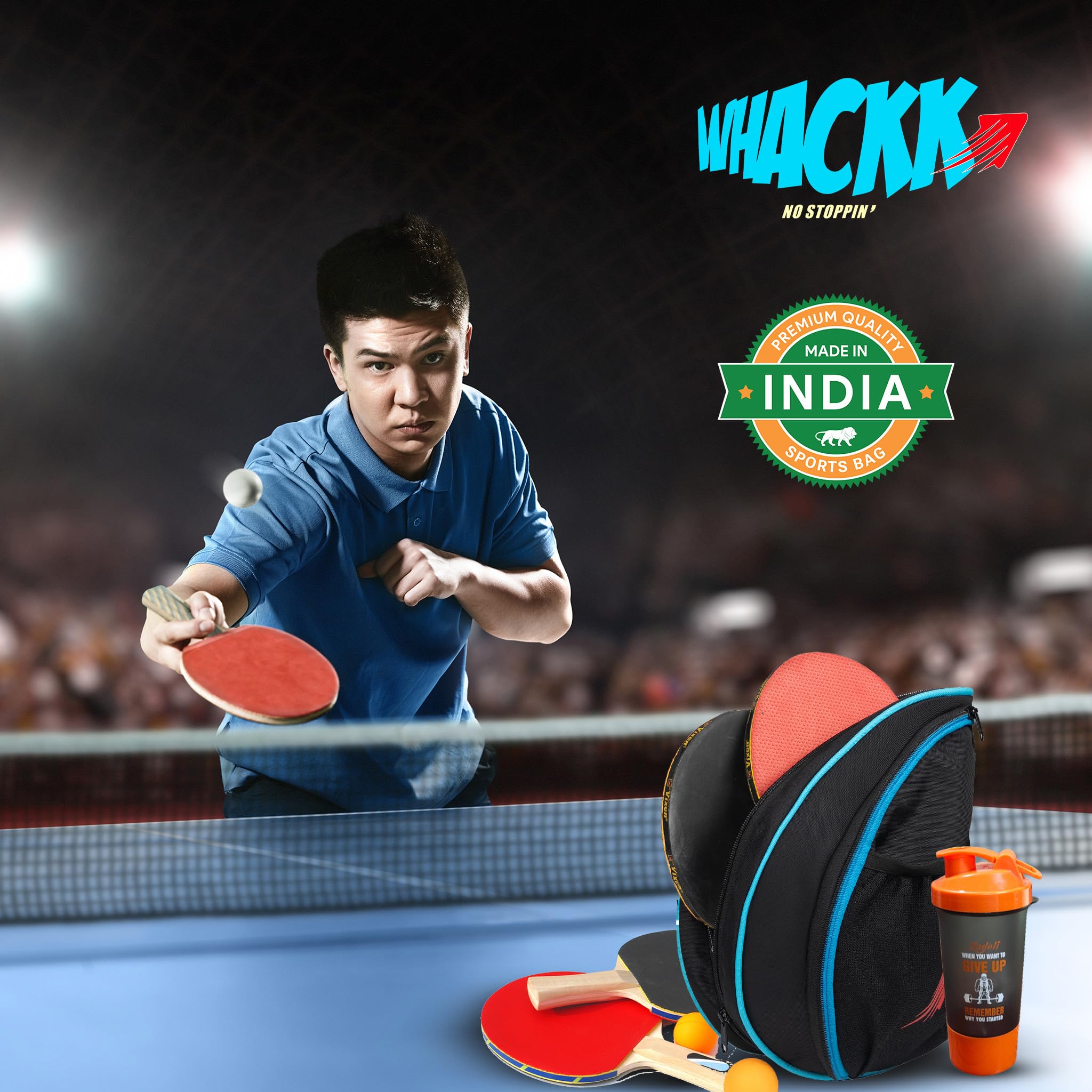 WHACKK Twirl Table Tennis Bag Black | TT Racket & Paddle Carry Case with Ball Pocket | Lightweight Table Tennis Kit Bag for Kids & Adults 1