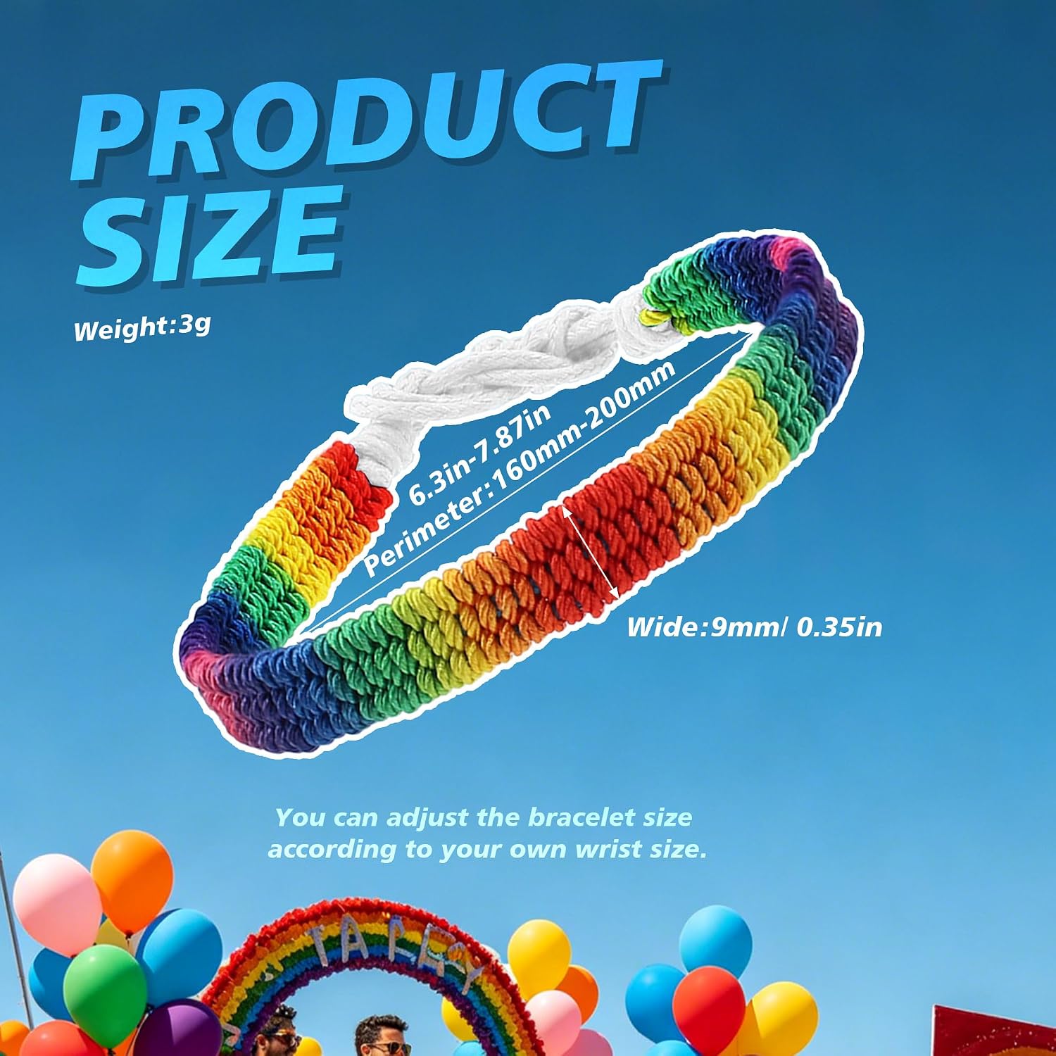 BDS-HOME 10pcs Rainbow LGBT Pride Weaving Bracelets Adjustable Colorful Bracelets Handmade Braided Wristband Pride Month Friendship Bracelet Gifts for Men Women
