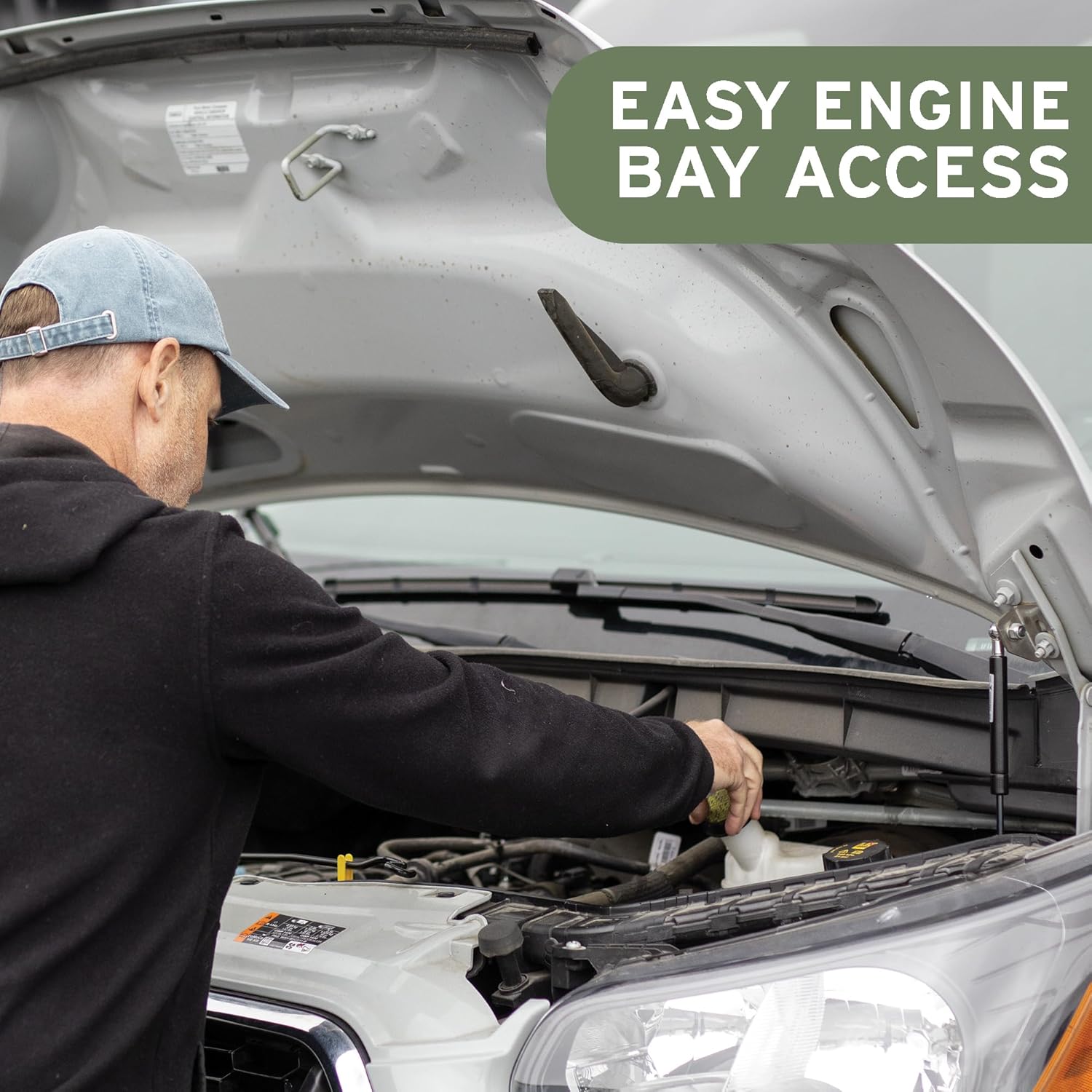 VanMart Vanspeed Transit Hood Strut Kit, Hydraulic Gas Shocks for Ford Transit 2019+, Eliminates Factory Hood Prop, Easy 10-Min Install, Stainless Steel Brackets, CNC Cut for Precise Fitment