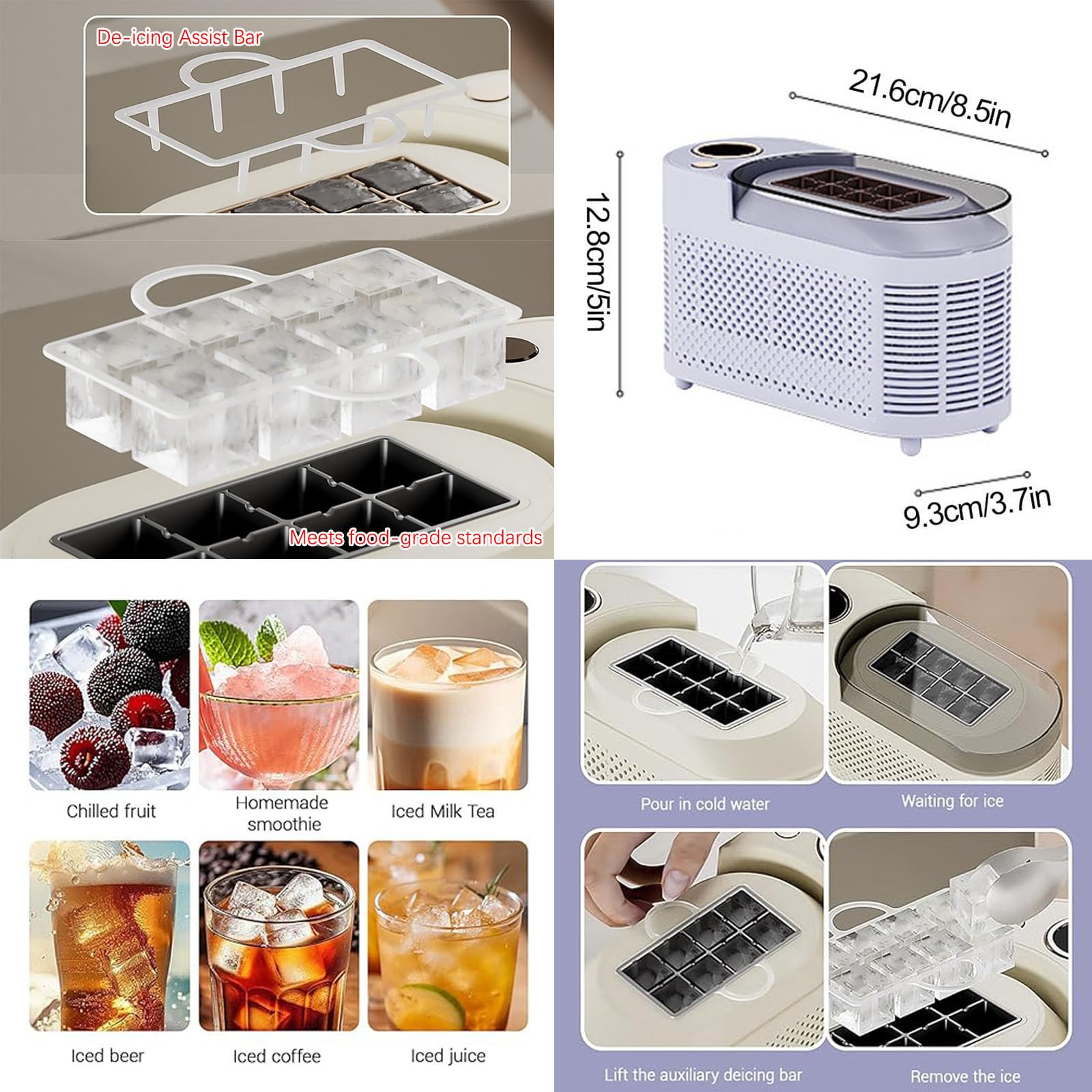 Mini-Máquina De Hielo De Sobremesa, Máquina Portátil Para Hacer Cubitos De Hielo, Herramienta Compacta Para Hacer Cubitos De Hielo Para El Hogar, La Cocina, El Camping Y Las Autocaravanas,C,10 Cubes