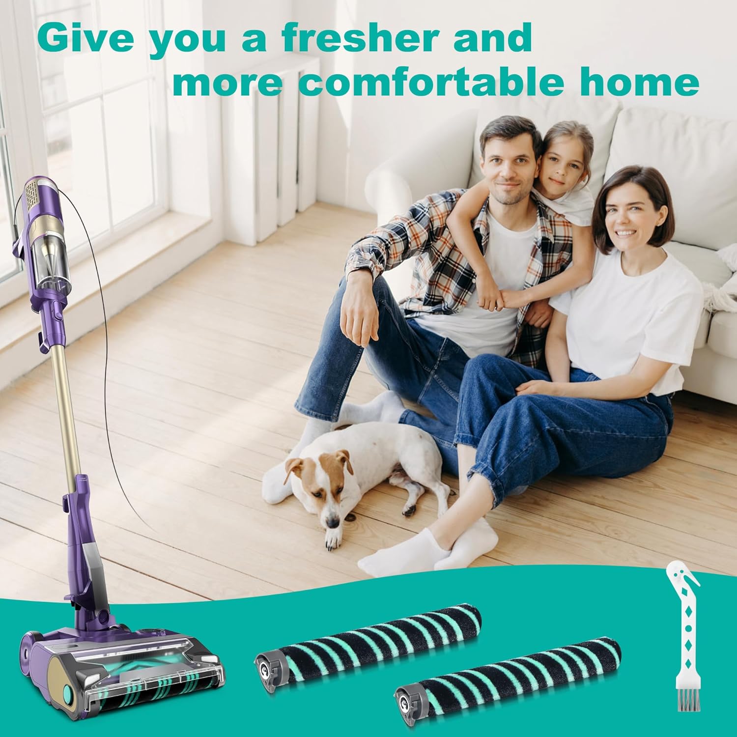 HZ4002 HZ4000 Soft Brush Roller Replacement Parts Compatible with Shark POWERDETECT Ultra-Light Corded Stick Vacuum with DuoClean Detect, 3 Brushrolls, 1 Cleaning Brush, 566CU4000