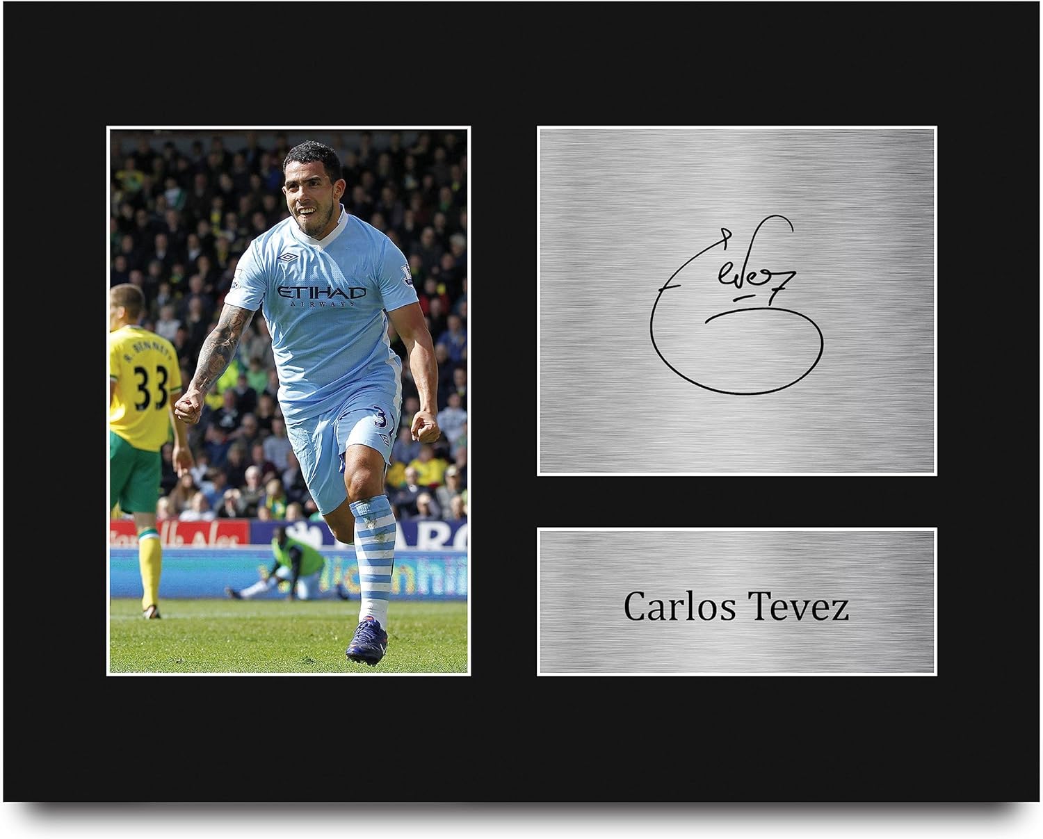 HWC Trading Carlos Tevez Manchester City Gifts Printed Signed Autograph Picture for Soccer Fans and Supporters - US Letter (ID-007623)