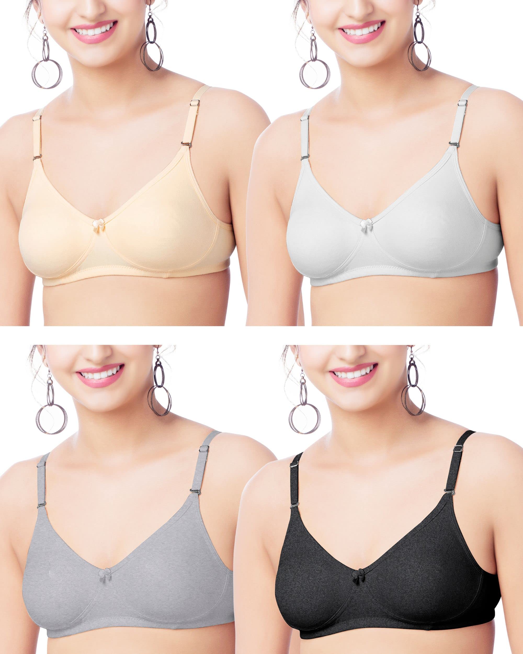 BRIDA LADIES INNERWEAR Women's Cotton Rich Non-Padded Detachable & Transparent Removable Strap Tshirt Bra, Wireless Full Coverage Bra for Women - Everyday Bra - Monica