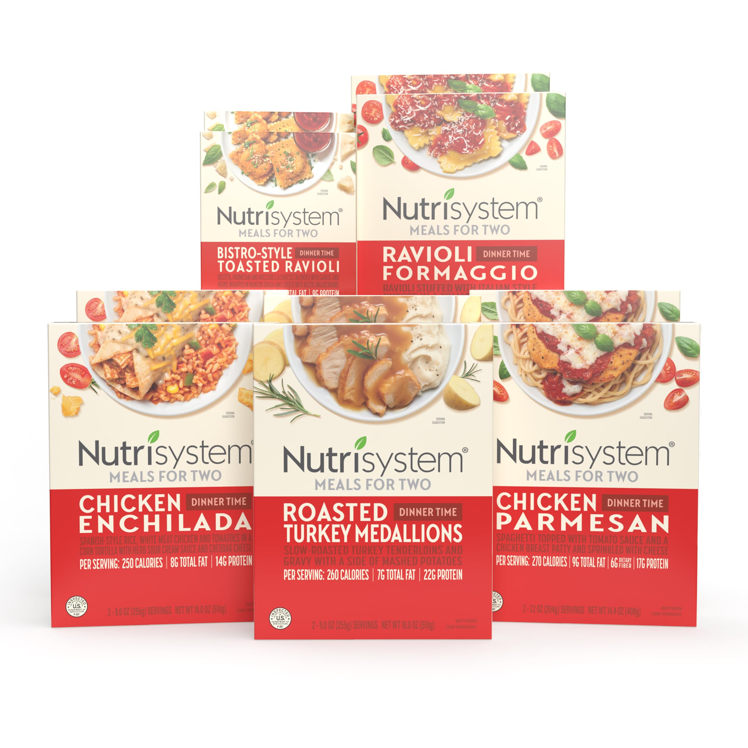 NutrisystemMeals for Two Frozen Dinner Variety Pack - Two Portions in One Package - Help Support Weight Loss - 10 Count (20 Servings)