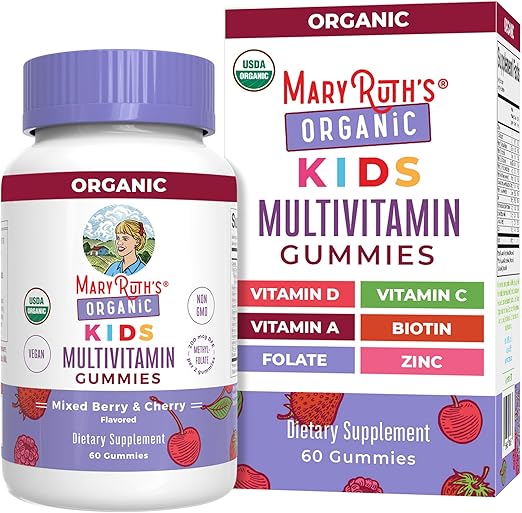 MaryRuth Organics Kids Vitamins | Multi | 1 Month Supply | Kids Multivitamin Gummies for Ages 4+ | Vegan | Only 2 Gummies a Day | 60 Count