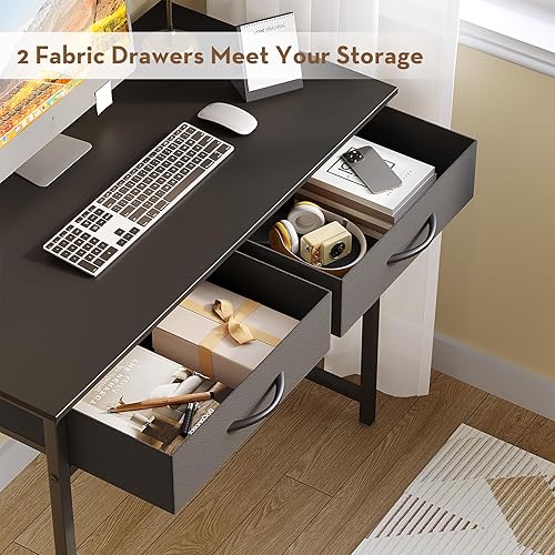 Miniatura 5 de WOHOMO - Escritorio pequeño para computadora con cajones, escritorio de tocador de 31.5 pulgadas con almacenamiento, escritorio de computadora para