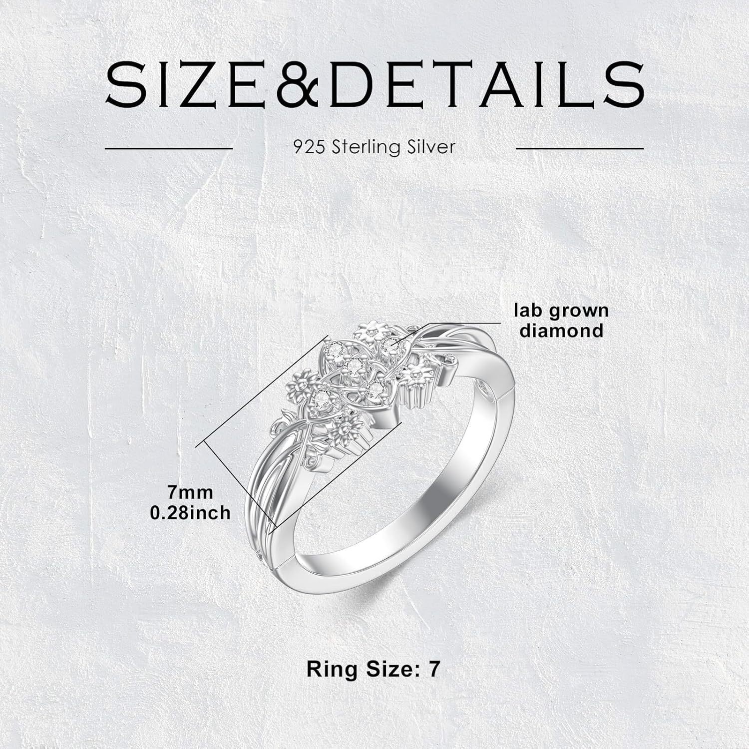 Diamond Celtic Knot Ring for Women 925 Sterling Silver Band Ring with Lab Grown Diamond Jewelry Gifts - Image 6