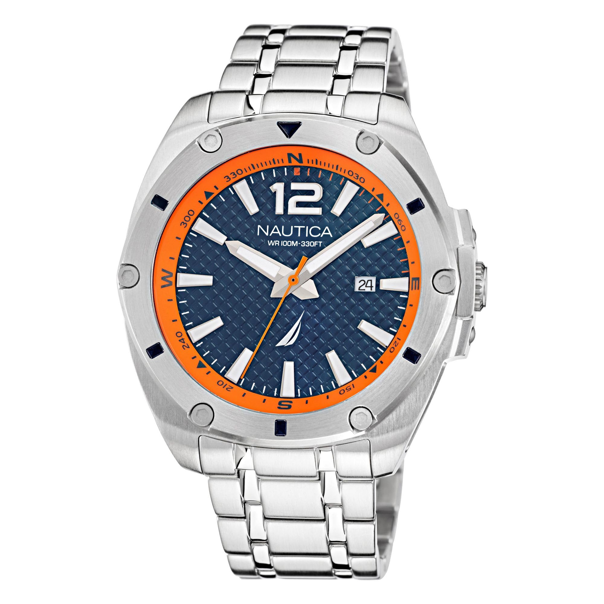 Nautica Cinturino in acciaio inossidabile al quarzo, argento, 22 Casual Watch (Modello: NAPBFF103