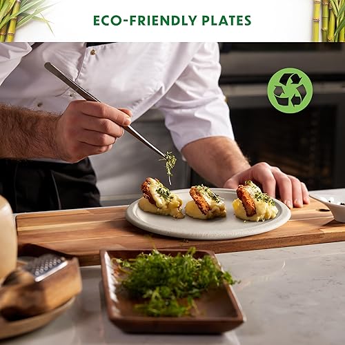 Miniatura 6 de Platos compostables, platos desechables de papel resistentes, 9 pulgadas, sin blanquear biodegradables, hechos de bagazo natural de caña de azúcar,