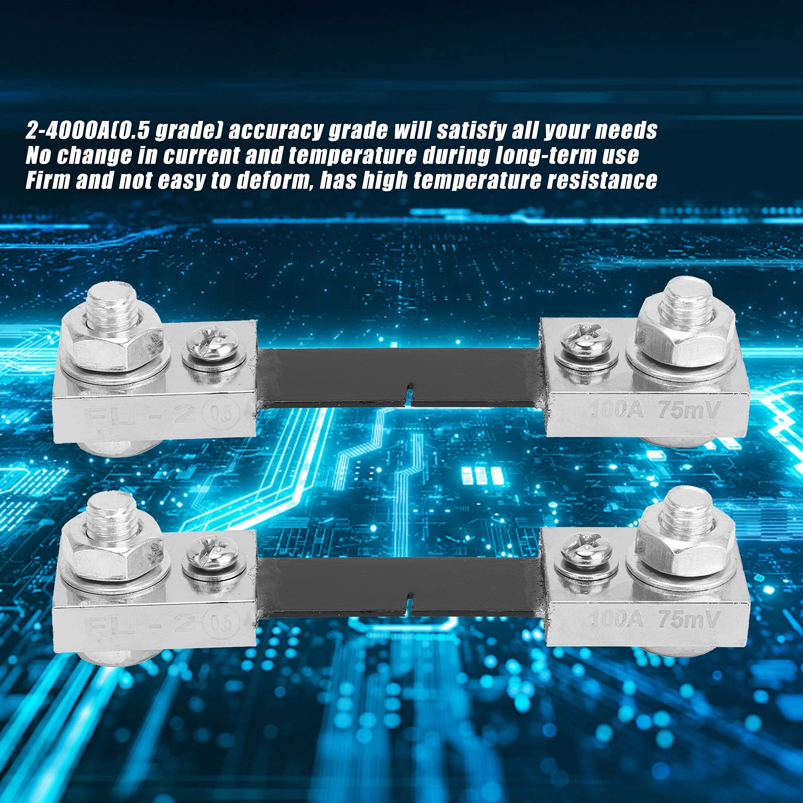 2Pcs Current Shunt, AMP Testing Measurement Set Kit Accessory Replacement, for 100A Current Specification