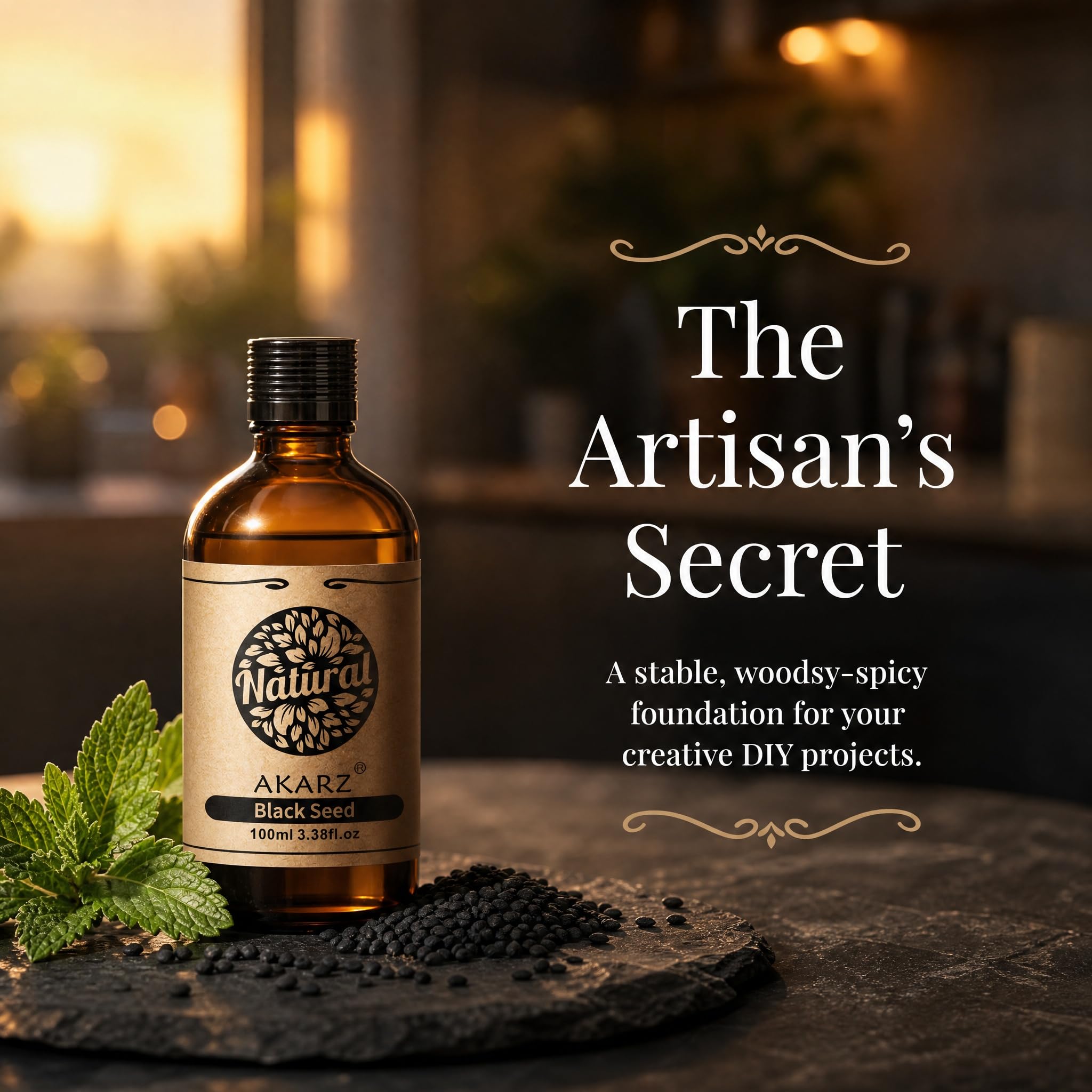 AKARZ 100ml Olejek esencjny z Czarnego Nasiona - Naturalny olejek aromatyczny do dyfuzorów, lamp aromatycznych i aromatów pomieszczeń