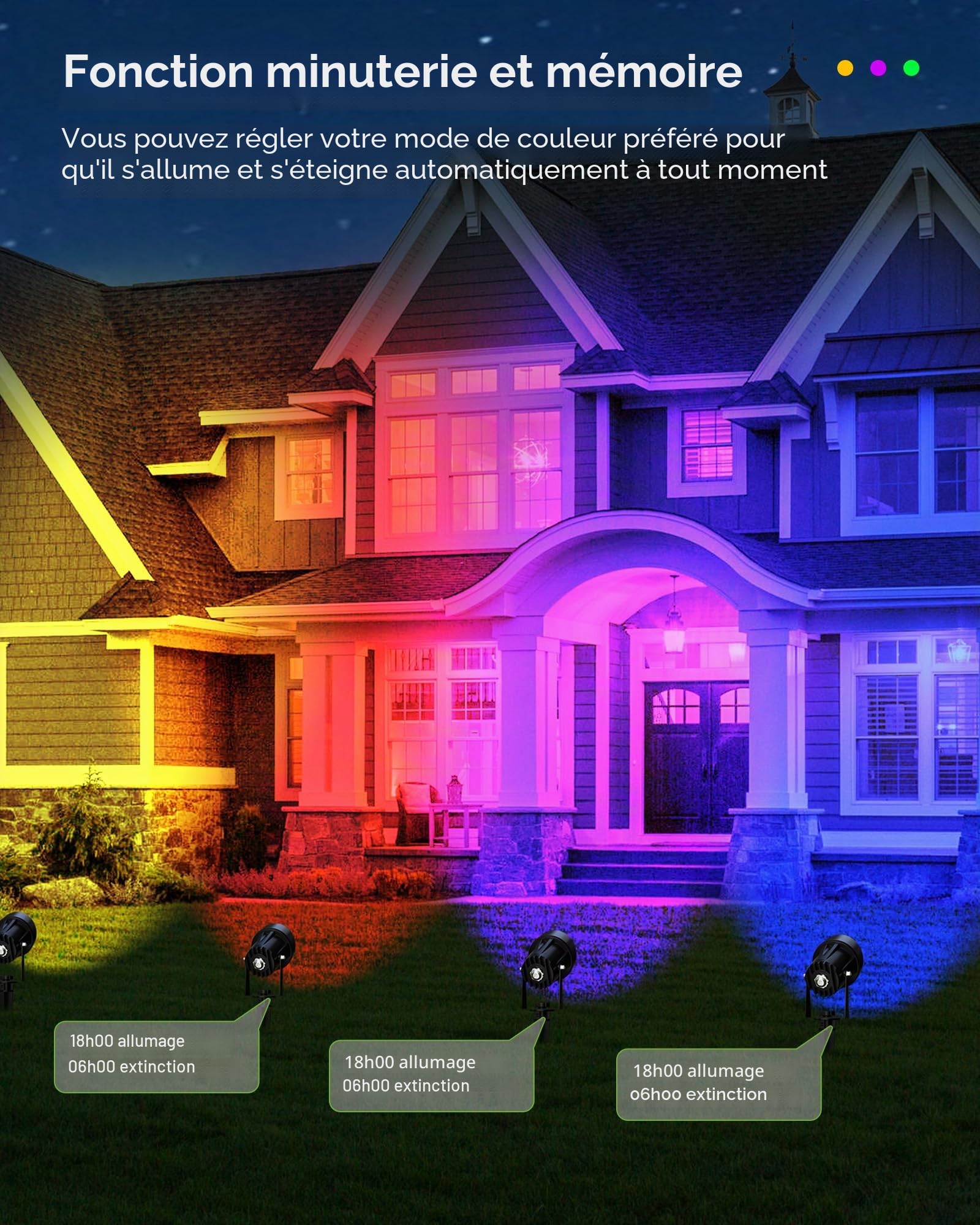 Spot LED Extérieur RGB, 4 Pièces Éclairage de Jardin LED RGB avec App Bluetooth et Télécommande, Avec une prise de 1.5 m, Étanche IP65 Lumiere Jardin pour Terrasse Pelouse Chemins