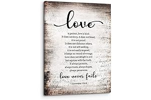 PHAMTE 1 Corinthians 13:4-8 Love Never Fails Retro Wall Art