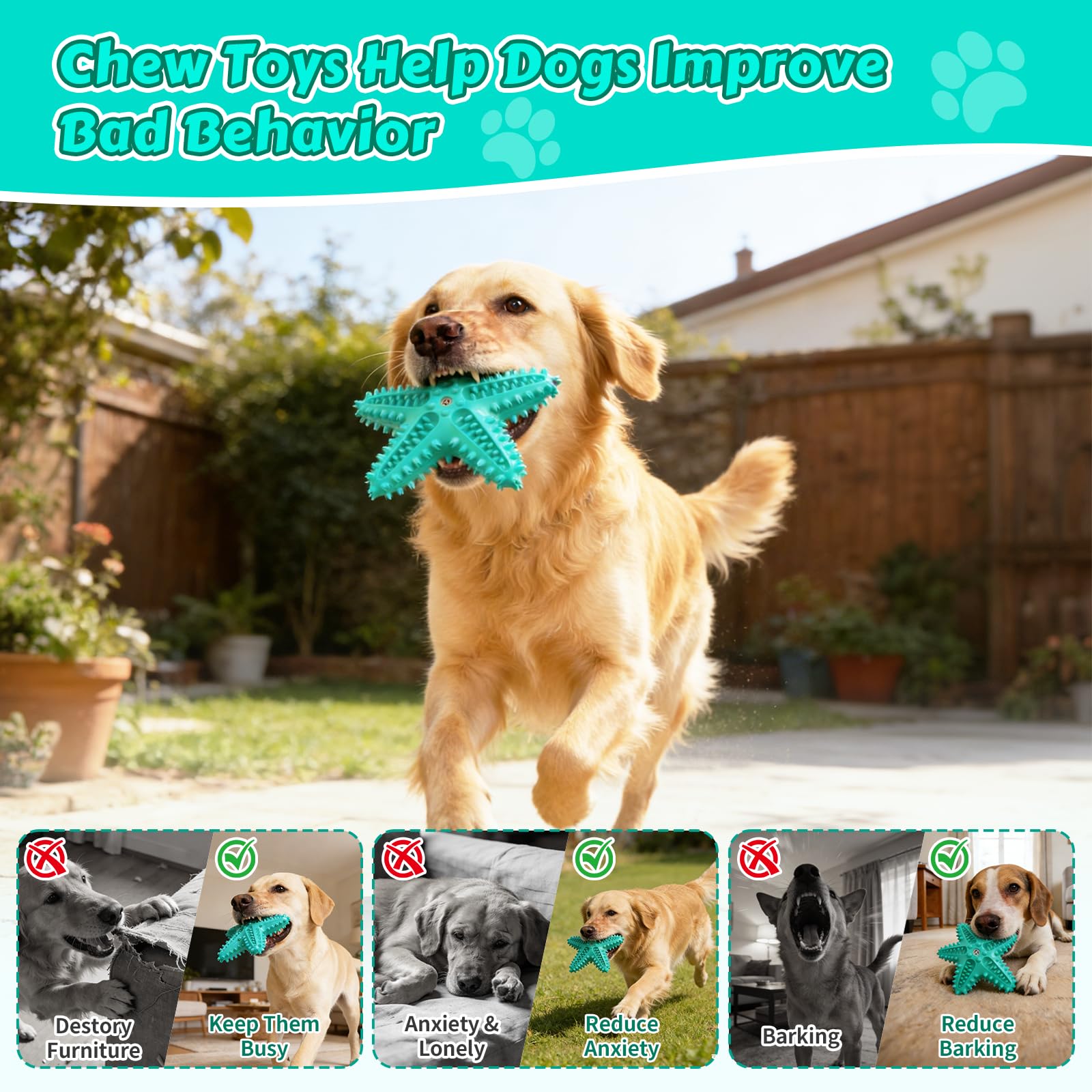 Juguetes masticables para perros, juguete chirriante flotante para masticadores agresivos, cepillo de dientes, juguetes de limpieza de dentición al aire libre, juguetes interactivos