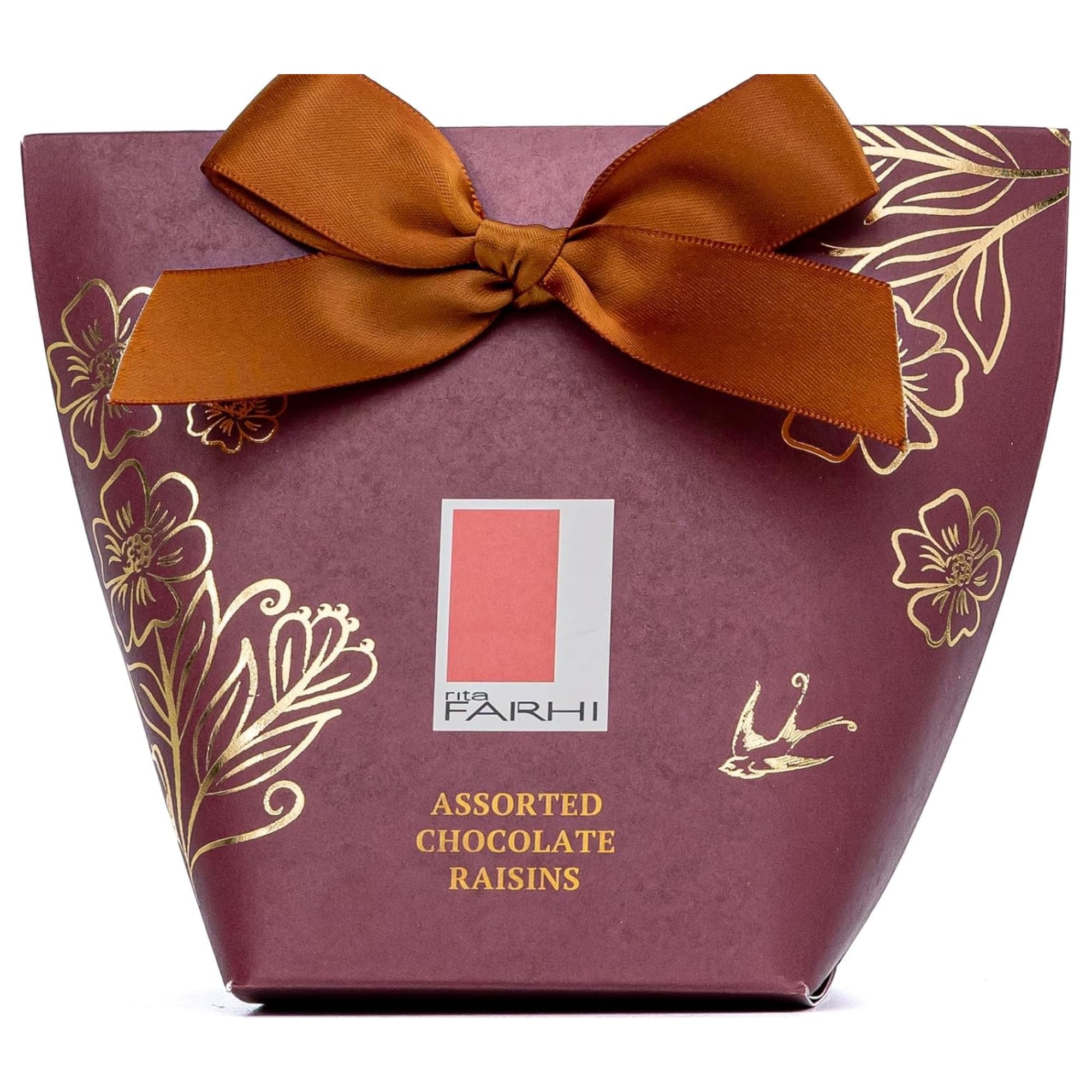 Rita Farhi Assorted Chocolate Coated Raisins in Gift Box with Bow, 130g