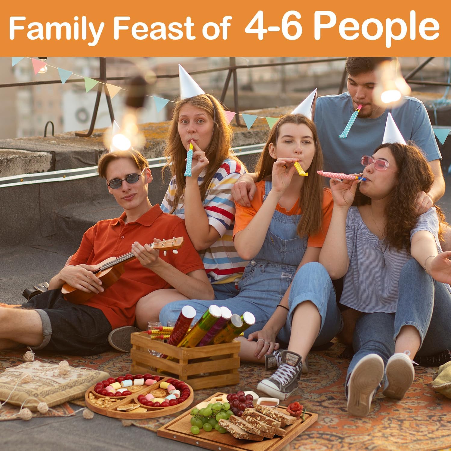 Extra Large Magnetic Charcuterie Board Cheese Board Gift Set 3 Part Square & Round & Heart Shaped Acacia Wood Cheese Boards Charcuterie Wooden Tray Serving Board Platter for Any Occasion