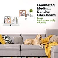 Vista 5 de Greenco Estante para fotos, juego de 2 estantes flotantes montados en la pared para dormitorio, sala de estar, cocina, baño, guardería, acabado