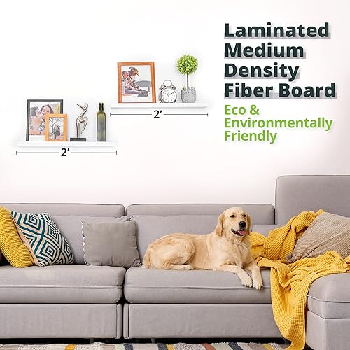 Miniatura 5 de Greenco Estante para fotos, juego de 2 estantes flotantes montados en la pared para dormitorio, sala de estar, cocina, baño, guardería, acabado