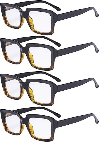 Miniatura 8 de Eyekepper Paquete de 4 lentes de lectura con bloqueo de luz azul para lectores cuadrados de computadora de gran tamaño +1.00