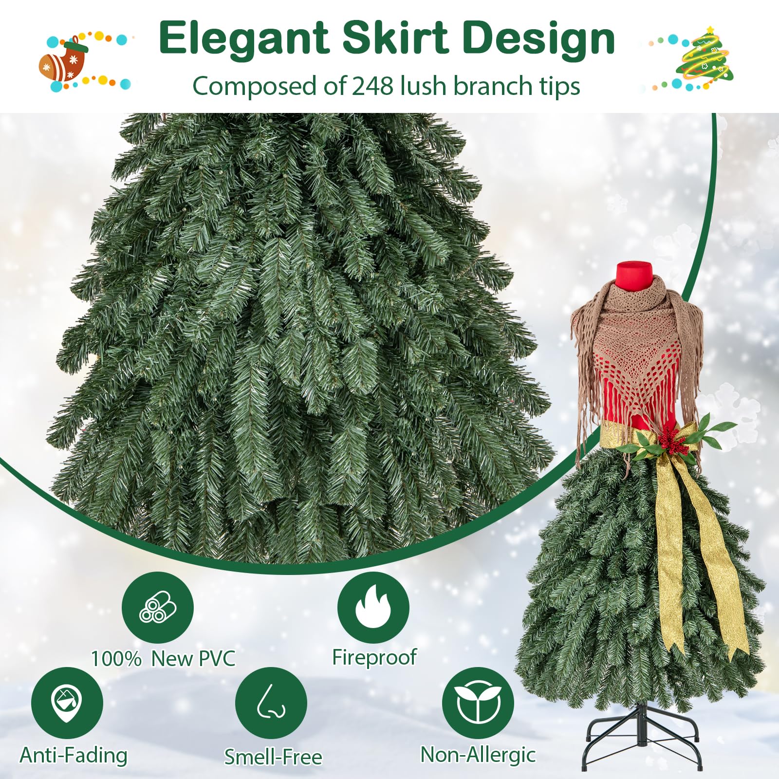 white christmas dresses Christmas Tree Dress with Headpiece main image 1