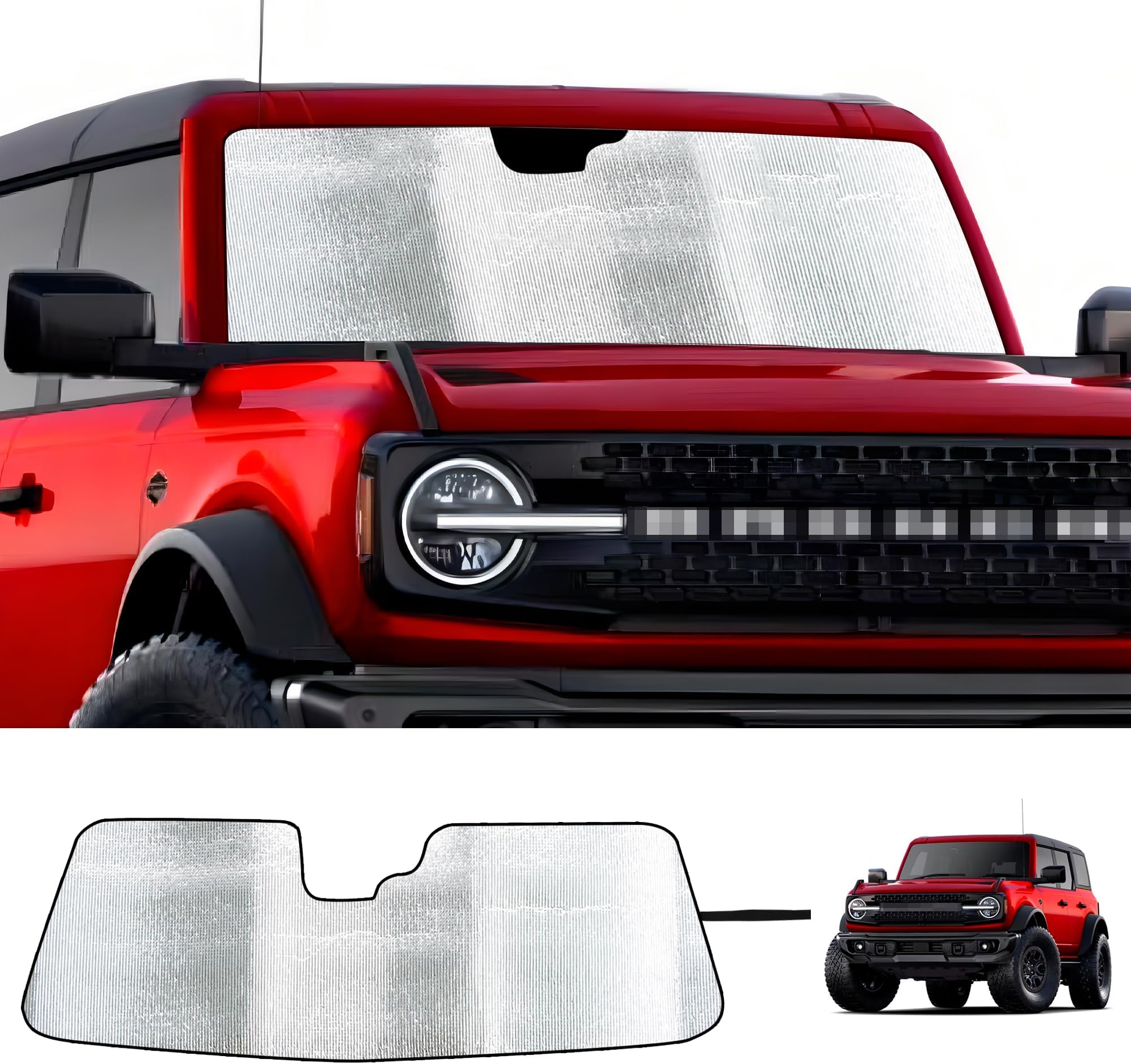 Front Windshield Sun Shade for Ford Bronco Accessories 2021-2024 2025 2/4 Door Blocks UV Rays Keep Your Car Cooler