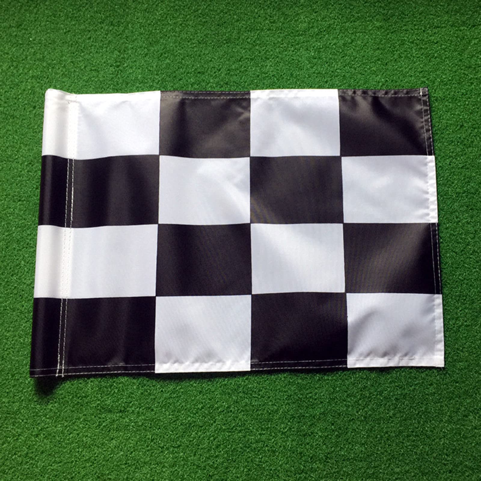 Drapeau de golf avec tube inséré, tous les drapeaux de golf de 50,8 cm de long x 38,1 cm de haut, drapeaux verts pour cour, pelouse, terrasse – Noir et blanc