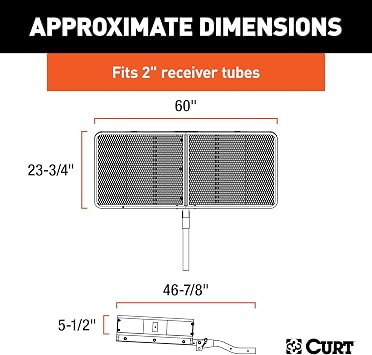 CURT 18153 Cargo Basket Hitch Trailer Hitch Cargo Carrier, 500 lbs. Capacity, 60-Inch x 23-1/2-Inch x 5-1/2-Inch, Fits 2-Inch Receiver