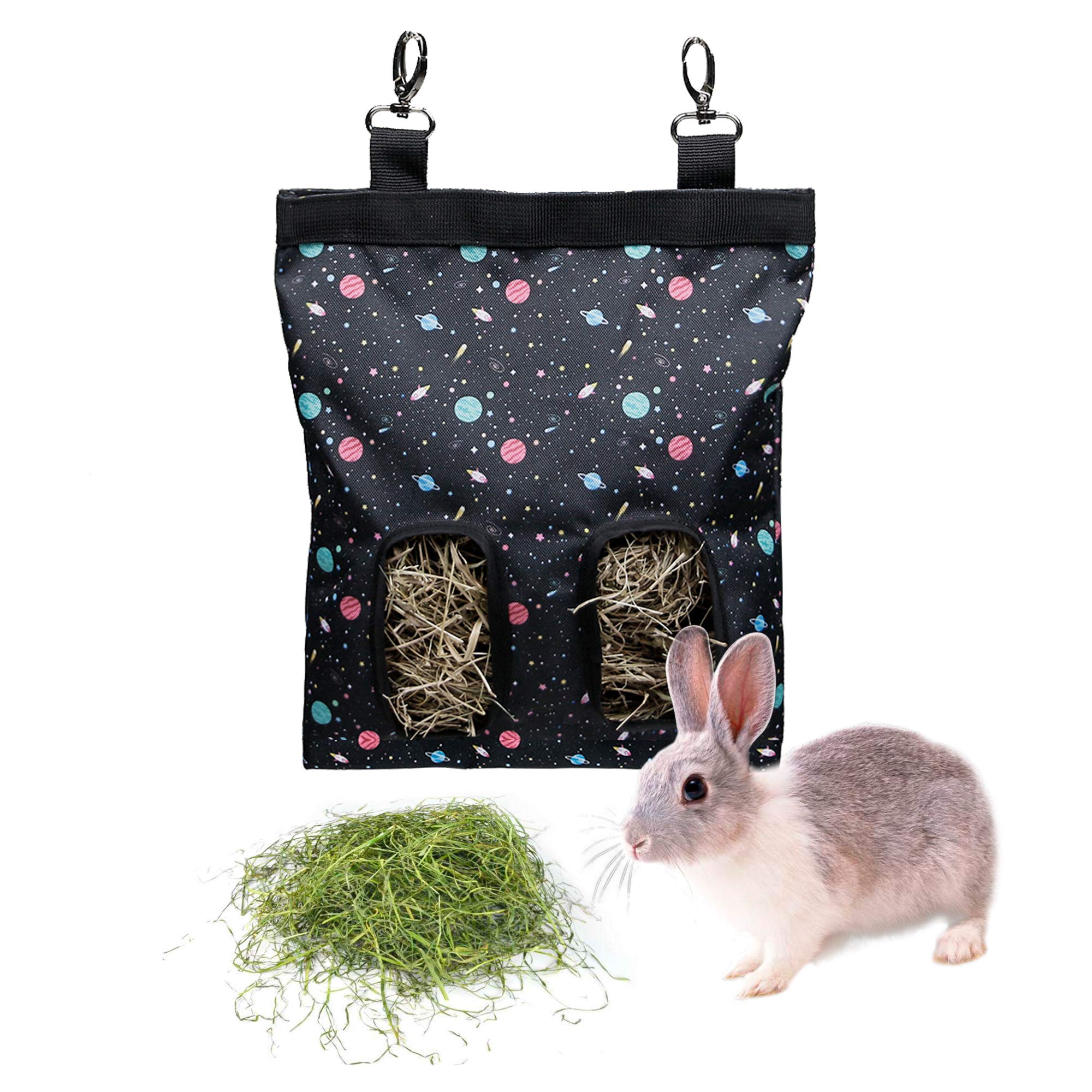 Rabbit Hay Feeder Bag Guinea Pigs Hanging Hay Rack Manger Holder Dispenser Small Animal Feeder Storage Pouch for Bunny Chinchilla Hamster (Pattern