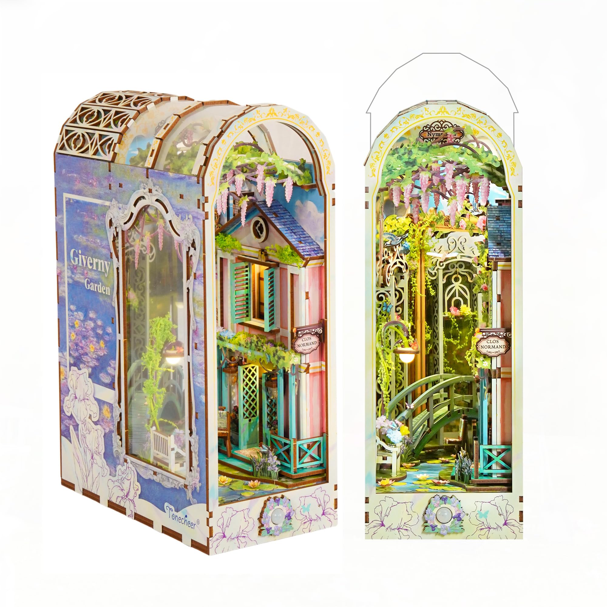 Tonecheer Book Nook Kit con Cubierta Antipolvo DIY 3D Miniatura casa de Madera Rompecabezas estantería decoración Adult…
