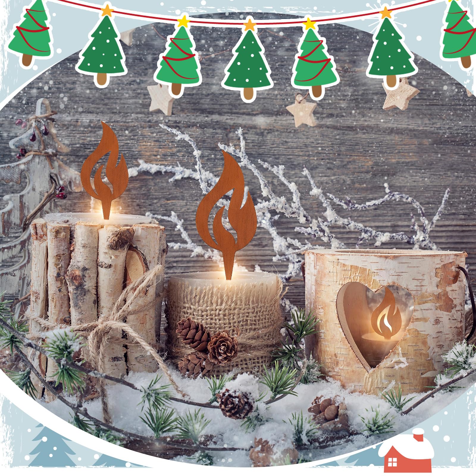 4 Rost Flammen Deko - 18,5cm Edelrost Für Weihnachtsdeko