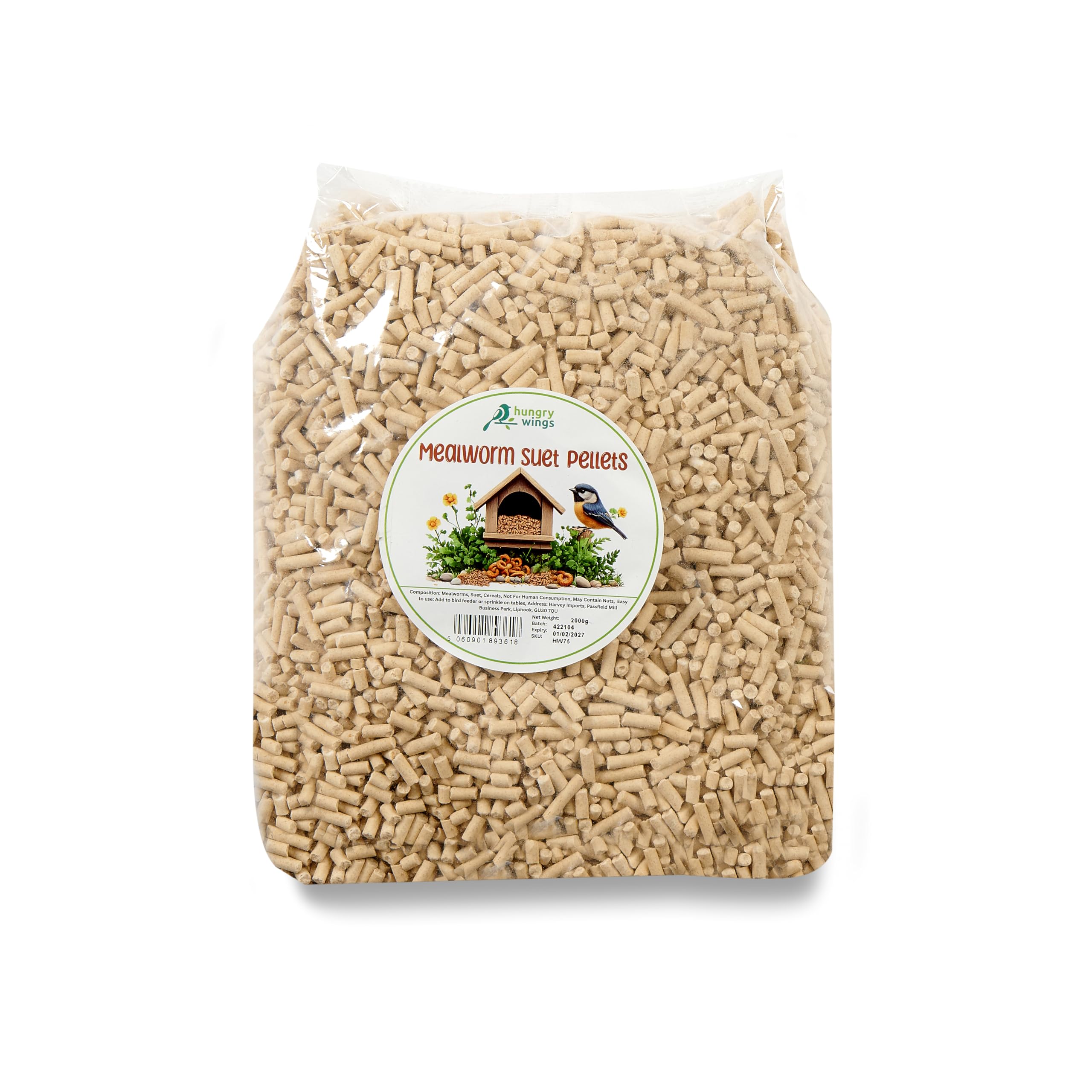 Wild Bird Food (2kg, Mealworm Suet Pellets)