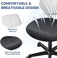 Vista 32 de Yaheetech Linda silla de escritorio para niños, silla de computadora pequeña sin brazos con soporte lumbar para adolescentes, respaldo bajo, Verde