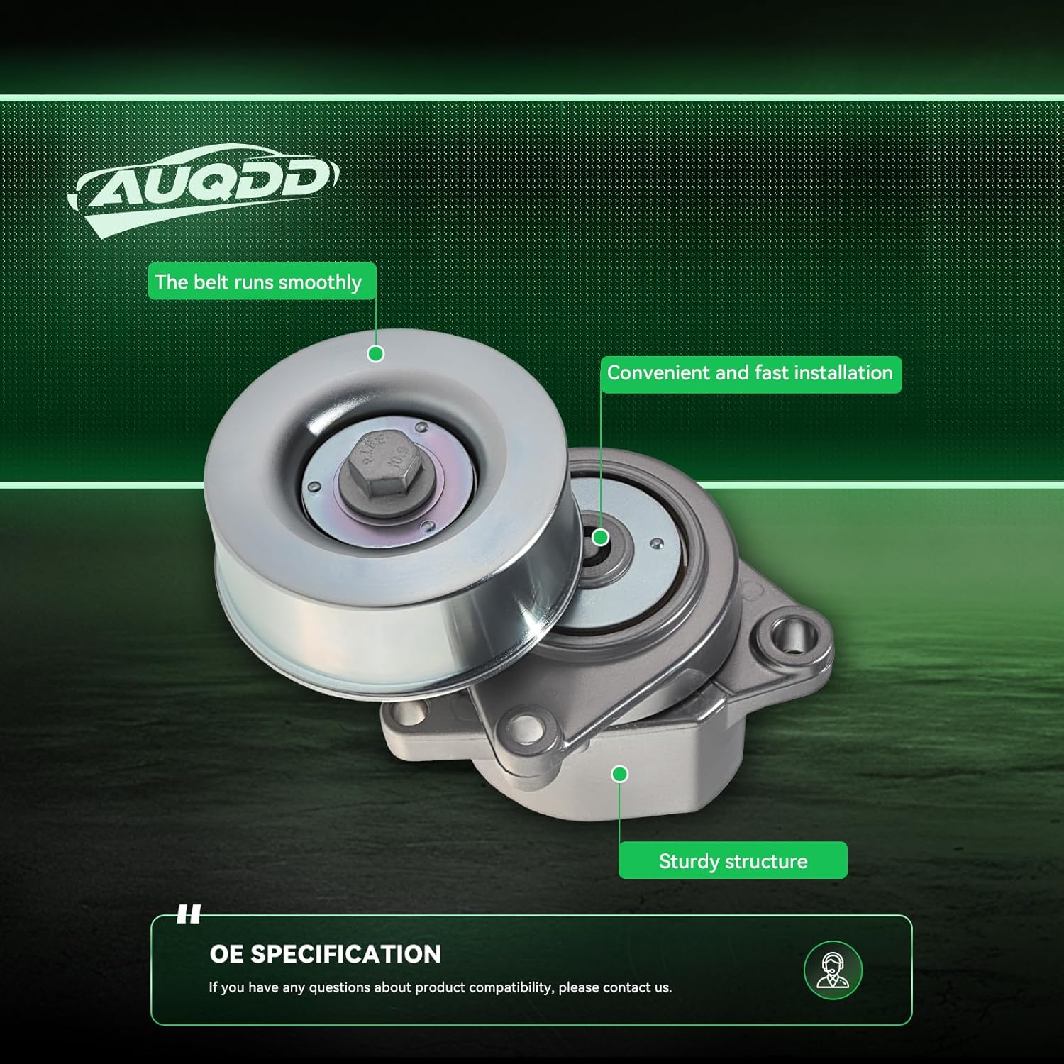 AUQDD 38284 Automatic Belt Tensioner and Pulley Assembly (For 2.5L L4) Fit For 2007-2012 Nissan Altima /2008-2013 Rogue /2014-2015 Rogue Select /07-12 Sentra