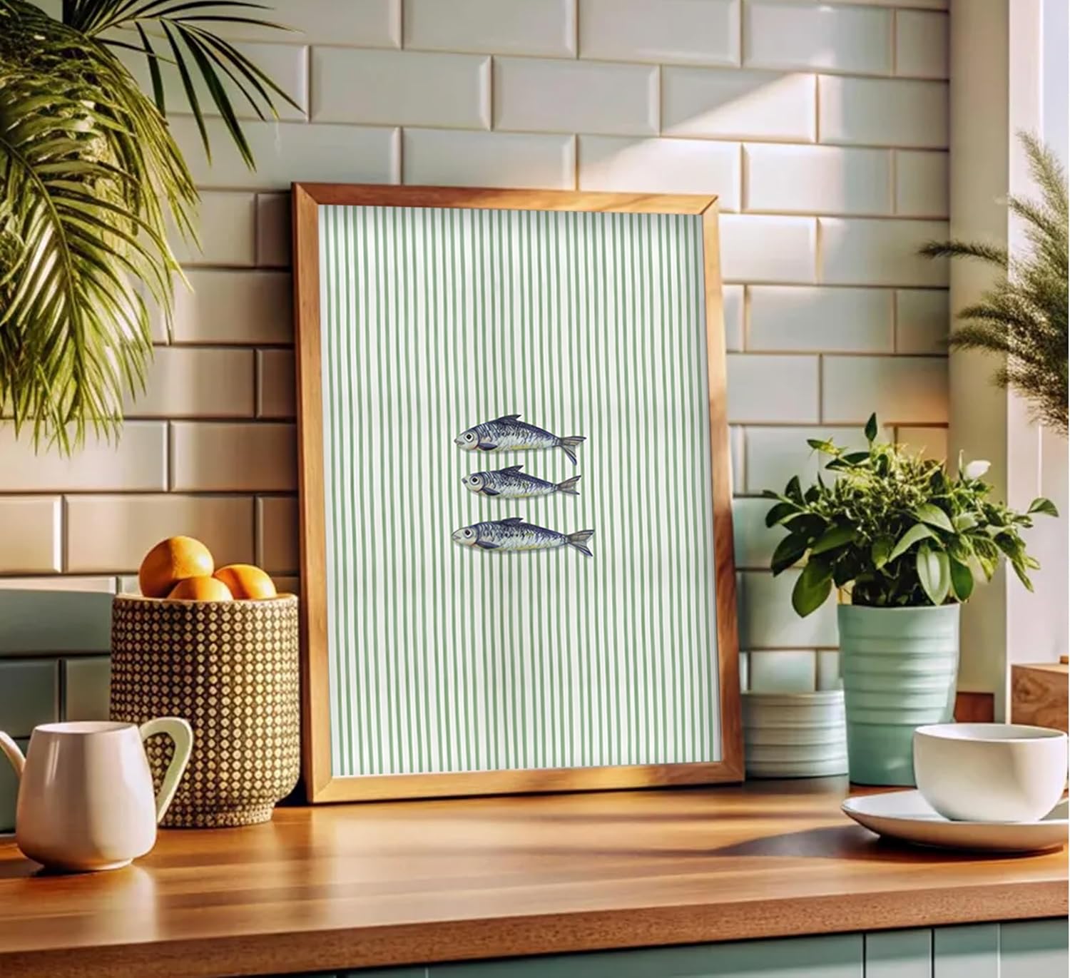 Coastal Canvas Wall Art Preppy Aesthetic Ocean Sardines Wall Decor Summer Tropical Nautical Simplicity Pictures, Two Girls Swimming Poster Print Artwork for Dorm, Girl Room Scene Home Decoration - Image 6