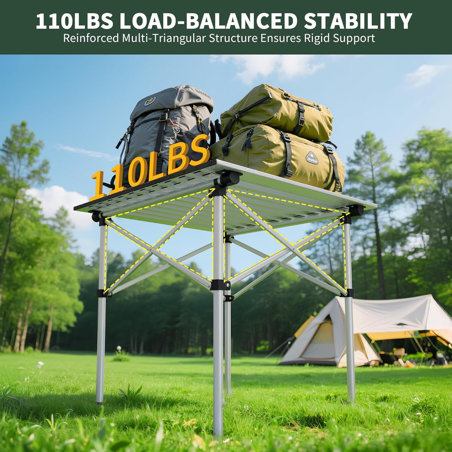 Lightweight Folding Camping Table with Carry Bag︱Ultra-Compact Aluminum Table for Picnic, Beach, Traveling, Backyards, BBQ (Color: White)