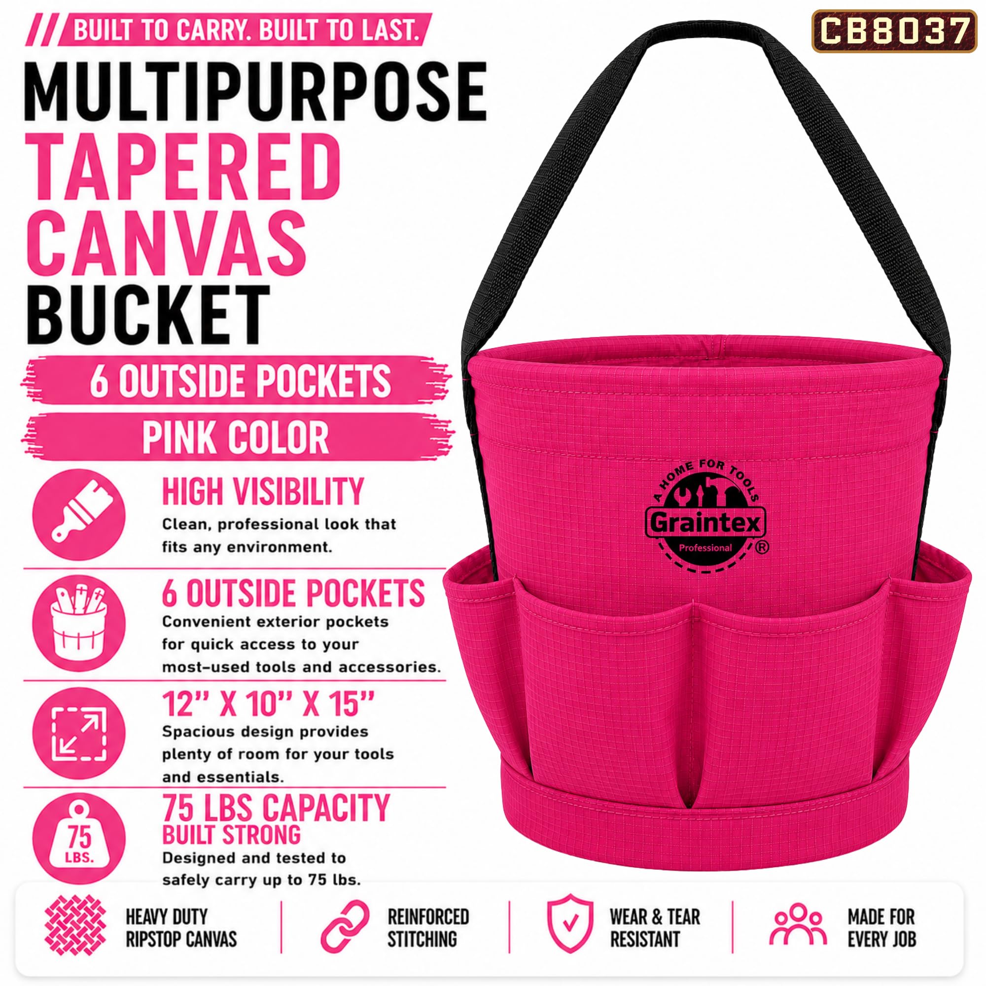 Graintex Canvas Bucket - Tool Organizer & Utility Bag -2