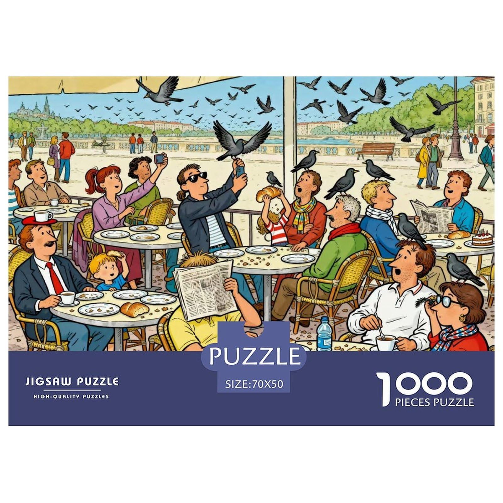 Open-air Café Wooden Jigsaw Puzzle Waterproof 1000 Piece Puzzles for Adults Gifts Impossible Challenging Games