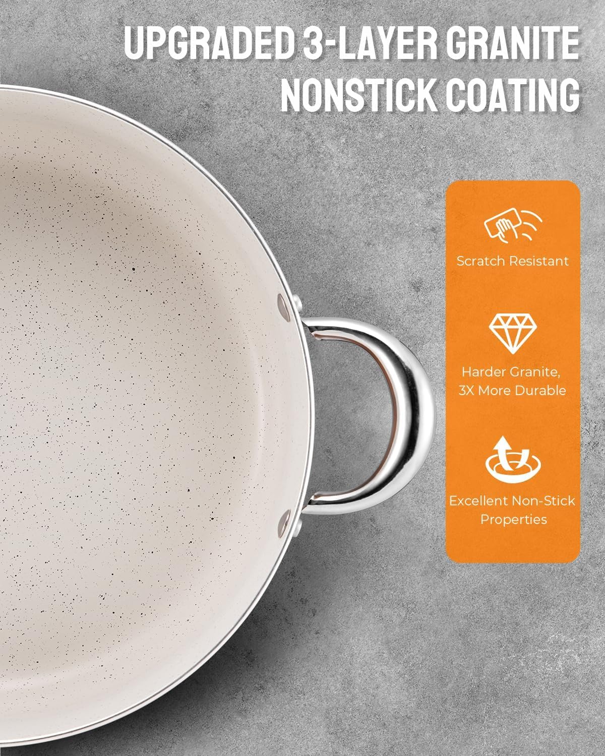 BEZIA Large 12 Quart Nonstick Cooking Pot with Lid, Induction Stock Pot, Soup Pot for All Stovetops, Non-toxic and Oven Safe, PFOA PFAS Free, Golden - Image 4