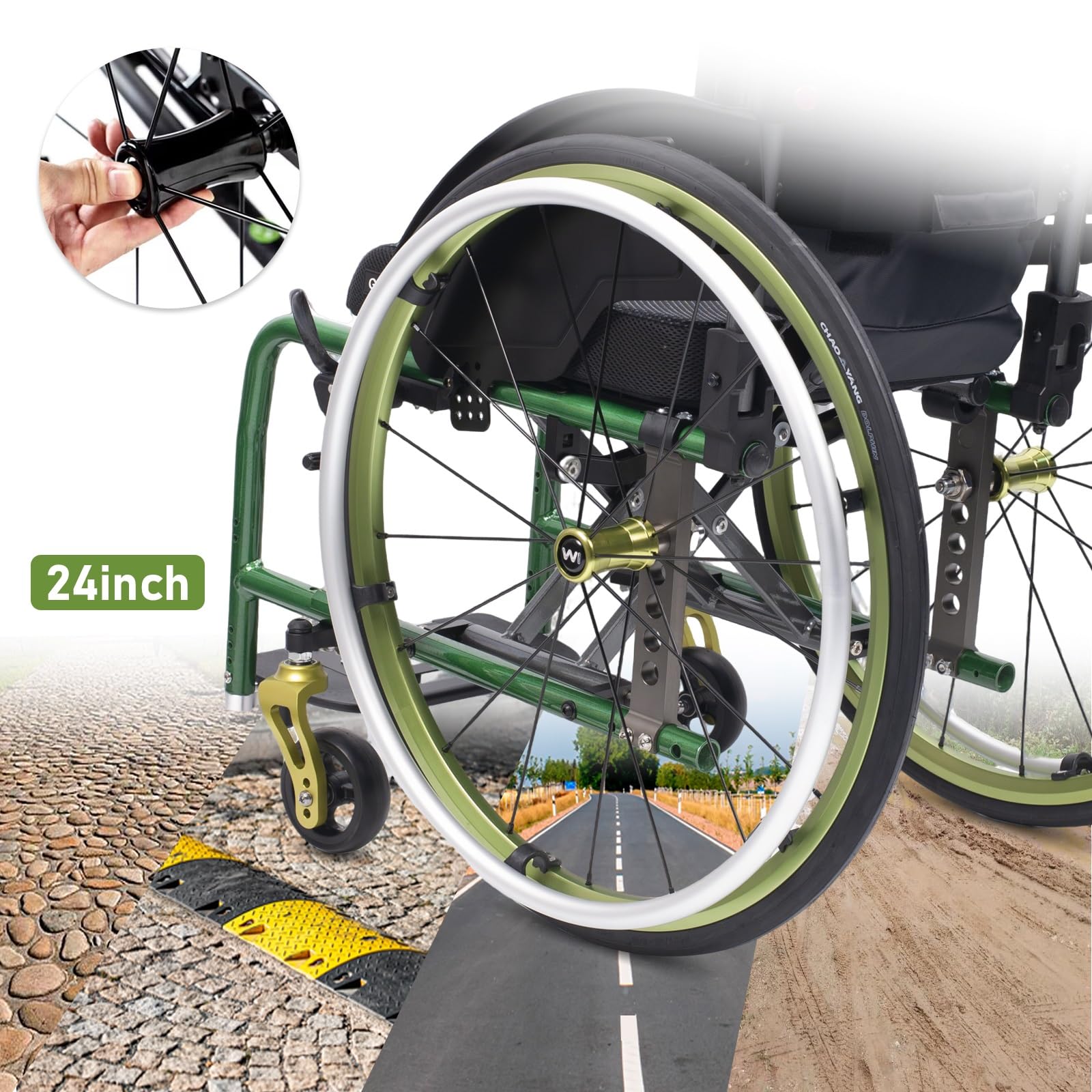 Silla de Ruedas Deportiva para Adulto,Silla De Ruedas De Transporte Plegable Ligera,marco de aleación de aluminio,sillas de ruedas manuales autopropulsadas(C,Seat width 38cm/15in)