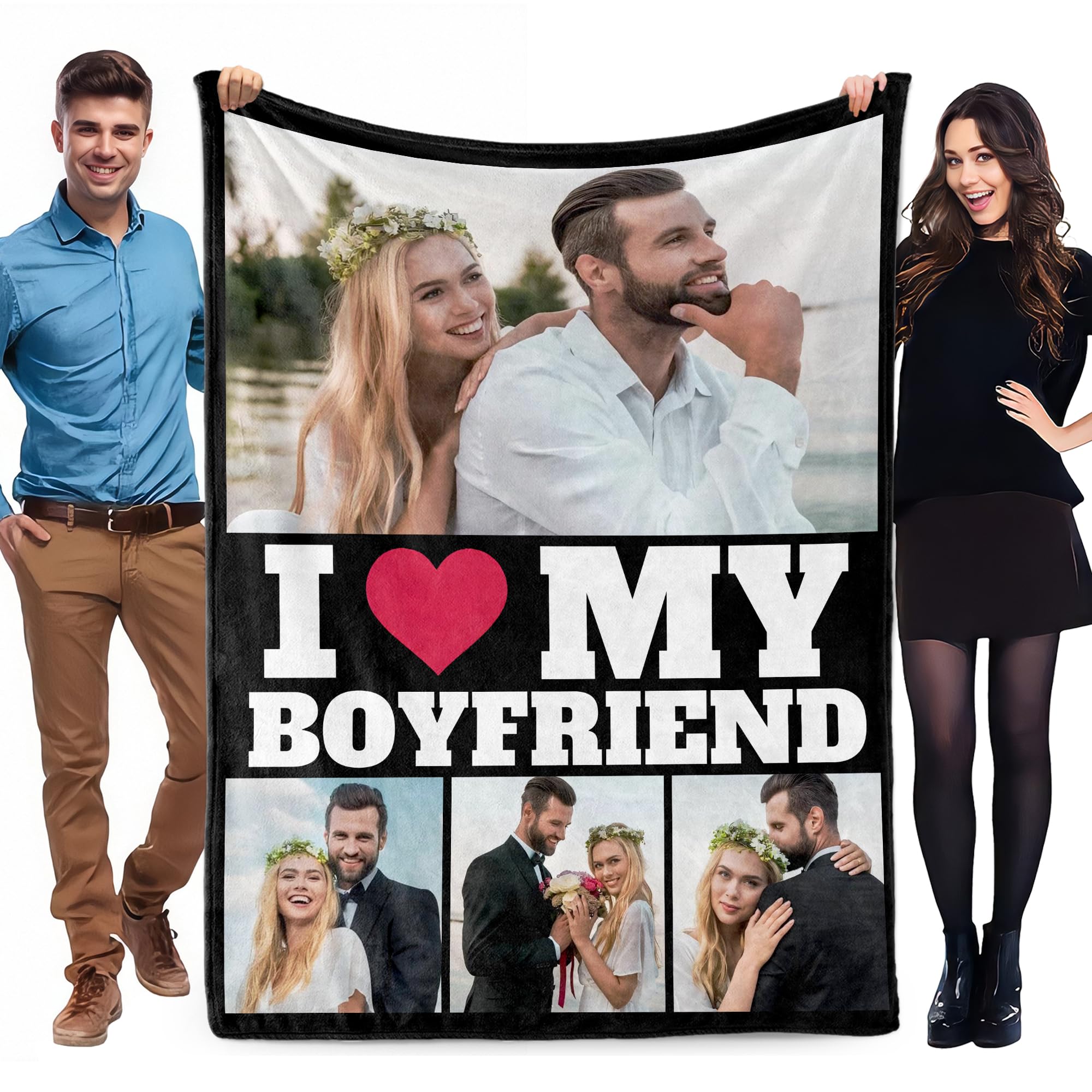 Personalised Photo Blanket for Adult Kids, Customised Blanket with Picture Text, Custom Blanekt, Personalised Christmas Valentines Anniversary Birthday Gifts for Her Women Men Him Girlfriend Boyfriend โ image 1