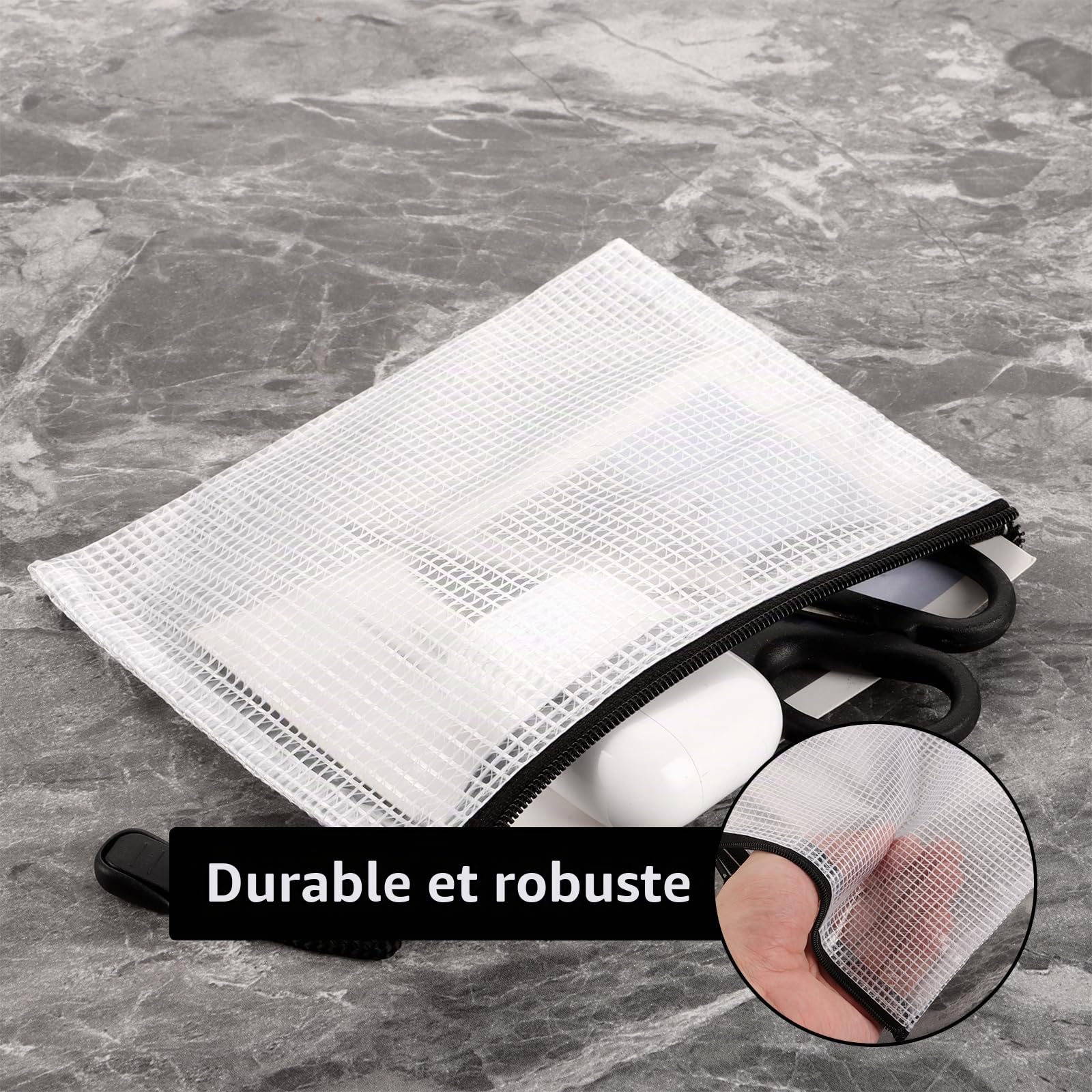 AKOLAFE Lot de 40 Pochette Document Zippée A6, Pochette Zip en Maille Noire Pochette Zippée 12x16CM Pochette Plastique Zippée Mesh Zipper Pouch pour Papier, Reçus, École, Cosmétiques, Voyage