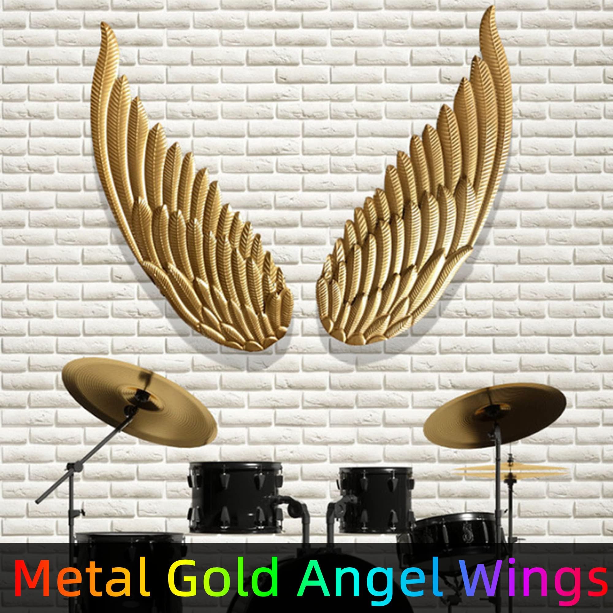 Große Engelsflügel Aus Metall, Wandkunst, Dekoration, Flügelkunst, Wandbehang Für Drinnen Und Draußen, Für Schlafzimmer, Wohnzimmer, Engelsflügel-Skulptur, Wanddekoration,001