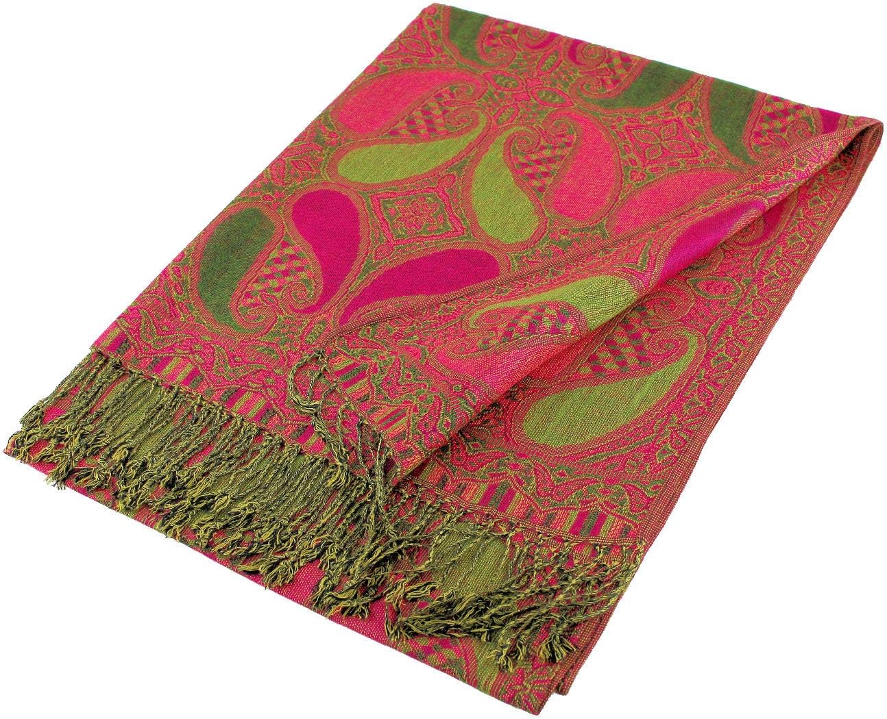 PASKMLNA Paisley Pattern Tow Layered Woven Pashmina Shawl Scarf Wrap Stole - Image 5