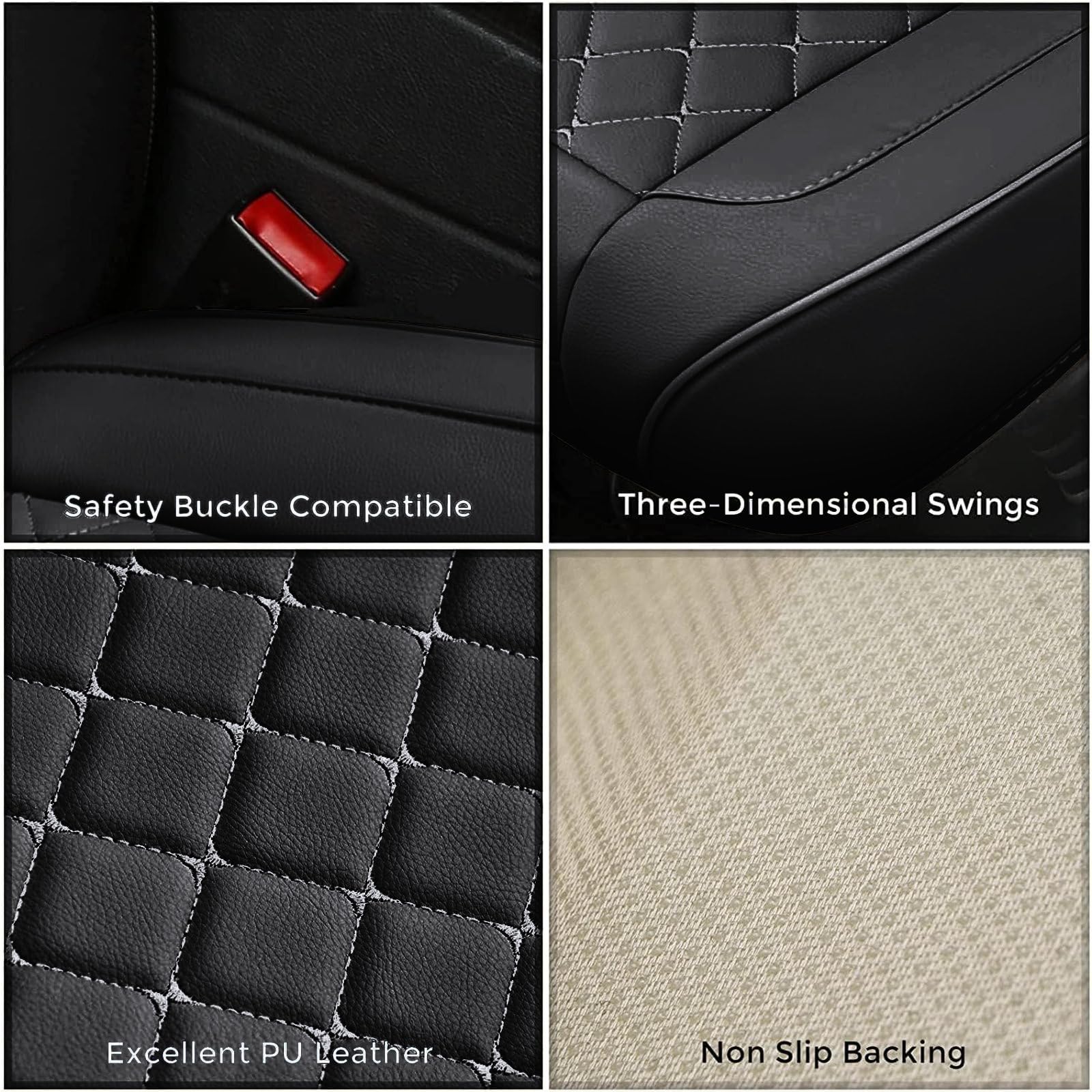 Coprisedili Auto Universali In Pelle PU - Set Da 2 Anteriori - Antiscivolo, Impermeabili, Con Design Trapuntato E Tasche