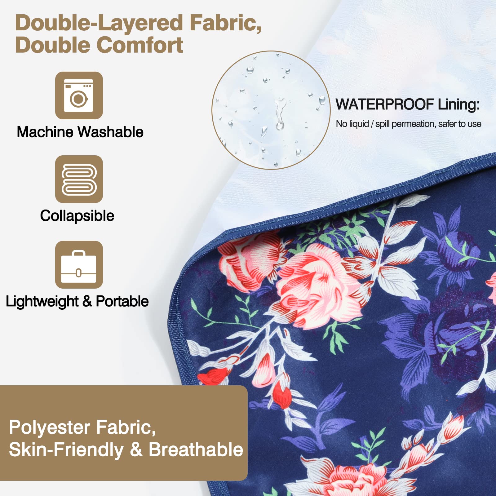 Roylvan Adult Bibs, 3 Pcs Washable Clothing Protector with Crumb Catcher for Eating, Reusable Waterproof Large Feeding Adult Bibs for Women Elderly Senior, Blue/White/Black
