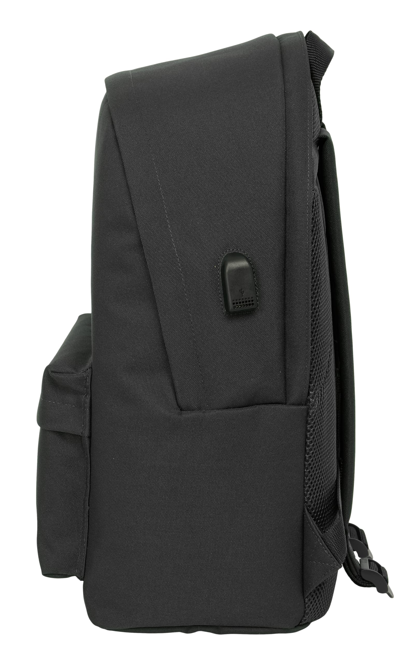 Safta EL GANSO BASICS - Plecak na laptopa 15,6" i USB, idealny dla młodzieży w różnym wieku, tkanina z recyklingu, wygodny i wszechstronny, jakość i wytrzymałość, 31 x 18 x 44 cm, Czarny (Black), M